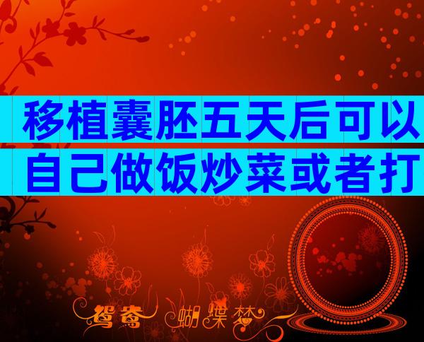 移植囊胚五天后可以自己做饭炒菜或者打扫卫生吗？