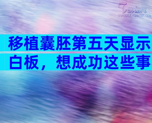 移植囊胚第五天显示白板，想成功这些事必须做到位