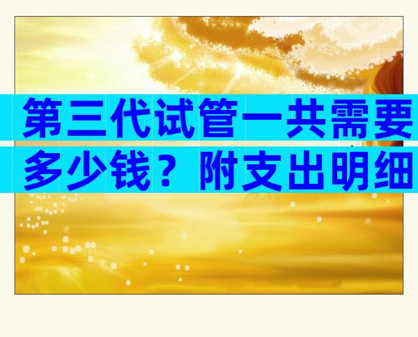 第三代试管一共需要多少钱？附支出明细