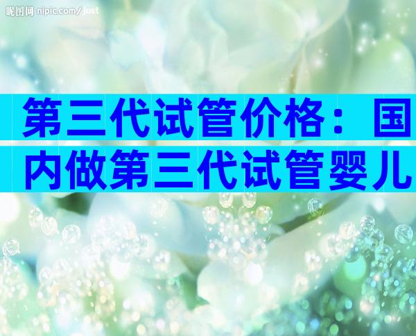 第三代试管价格：国内做第三代试管婴儿多少钱一次？