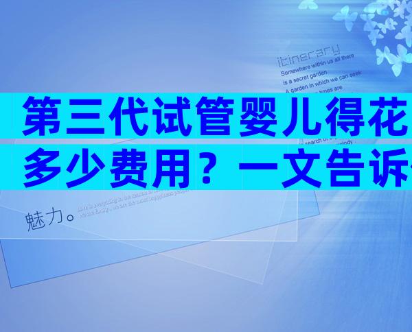 第三代试管婴儿得花多少费用？一文告诉你费用高不高