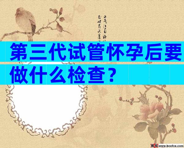 第三代试管怀孕后要做什么检查？