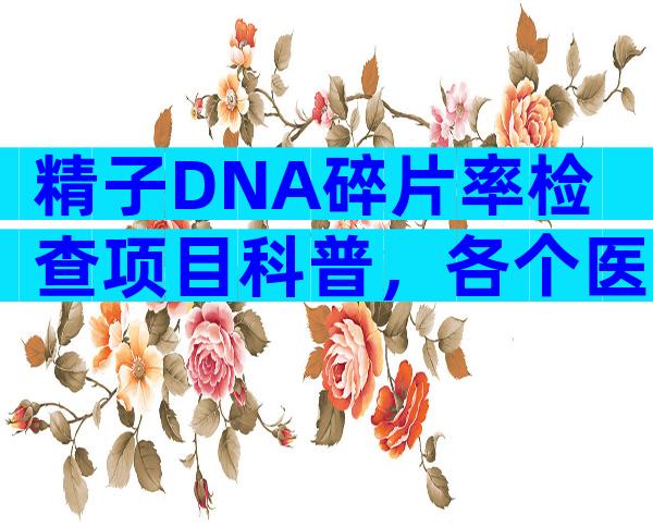 精子DNA碎片率检查项目科普，各个医院收费标准一览无遗