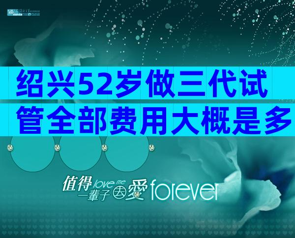 绍兴52岁做三代试管全部费用大概是多少？分别花在哪？