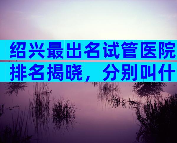 绍兴最出名试管医院排名揭晓，分别叫什么名字
