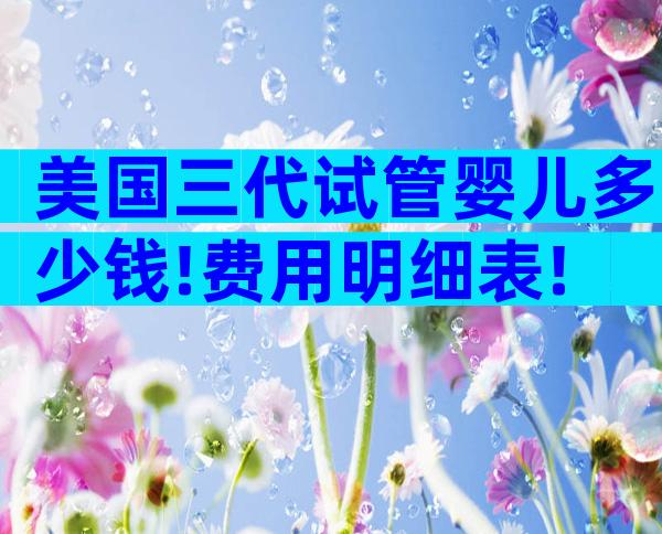 美国三代试管婴儿多少钱!费用明细表!