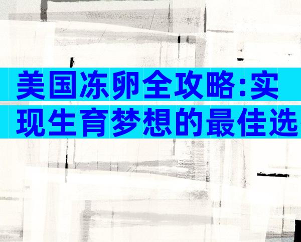 美国冻卵全攻略:实现生育梦想的最佳选择