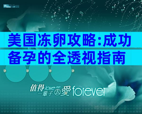 美国冻卵攻略:成功备孕的全透视指南