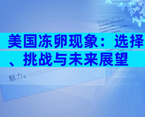美国冻卵现象：选择、挑战与未来展望