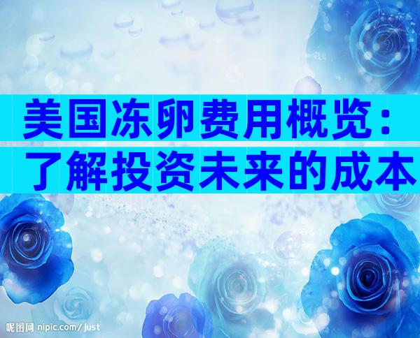美国冻卵费用概览：了解投资未来的成本