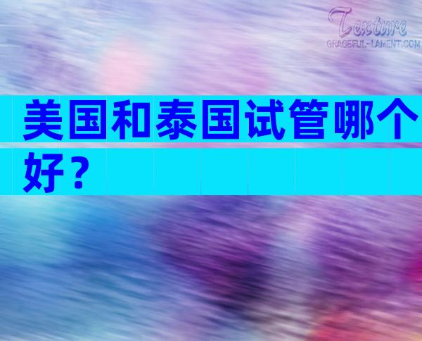 美国和泰国试管哪个好？