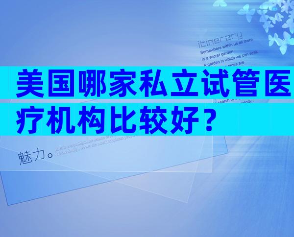 美国哪家私立试管医疗机构比较好？