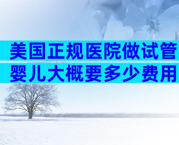 美国正规医院做试管婴儿大概要多少费用