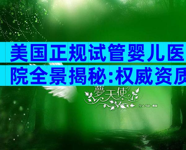 美国正规试管婴儿医院全景揭秘:权威资质与国际化服务体验