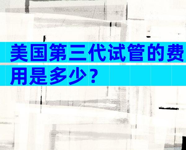 美国第三代试管的费用是多少？
