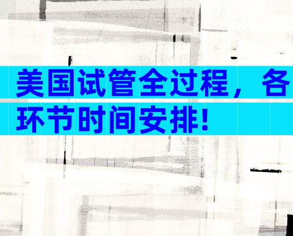 美国试管全过程，各环节时间安排!