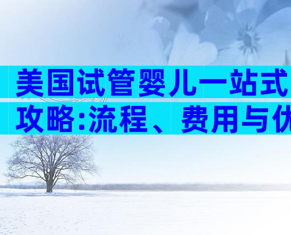 美国试管婴儿一站式攻略:流程、费用与优势全解析
