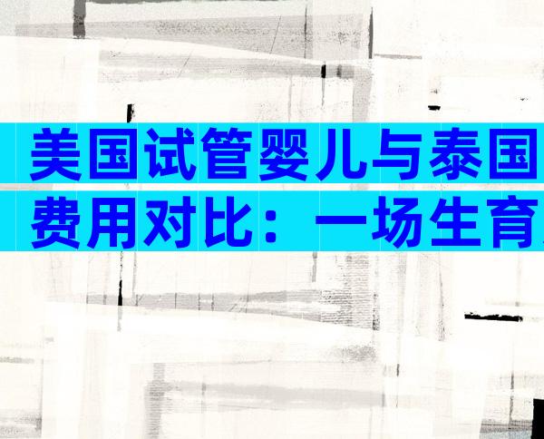 美国试管婴儿与泰国费用对比：一场生育选择的经济分析