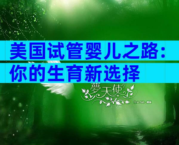 美国试管婴儿之路:你的生育新选择