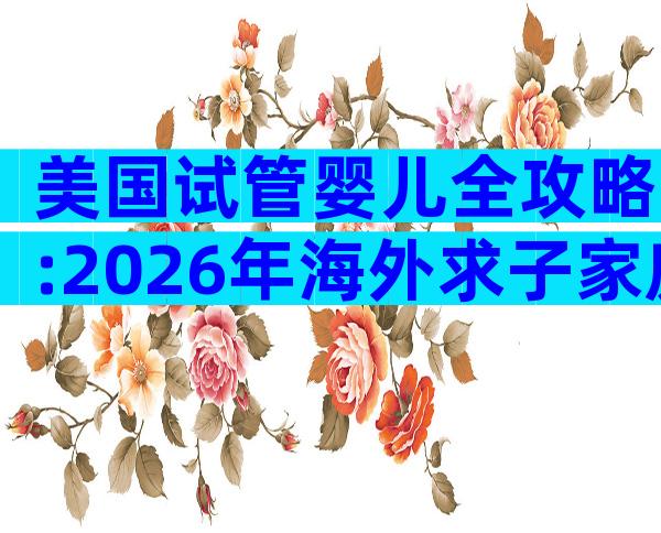 美国试管婴儿全攻略:2026年海外求子家庭必读指南