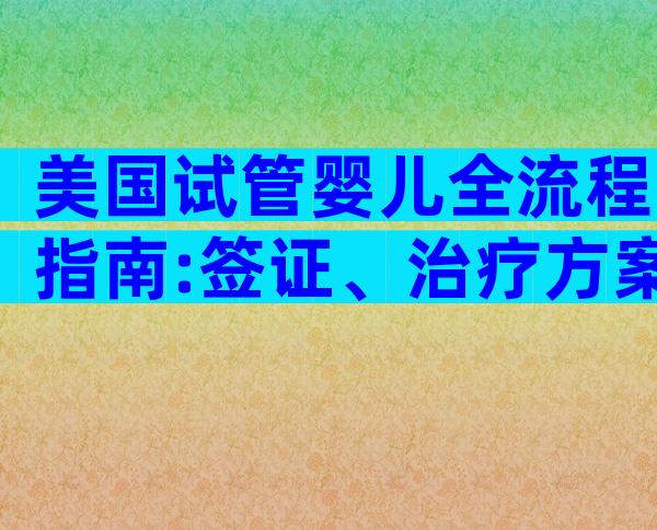 美国试管婴儿全流程指南:签证、治疗方案与费用解析