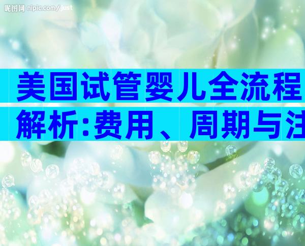 美国试管婴儿全流程解析:费用、周期与注意事项一览