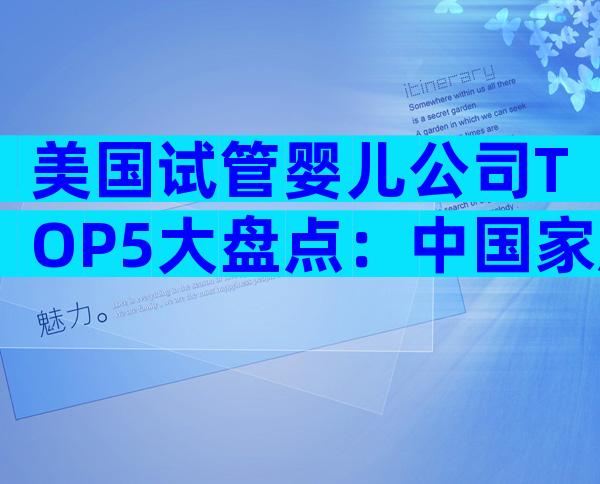 美国试管婴儿公司TOP5大盘点：中国家庭最信赖的选择