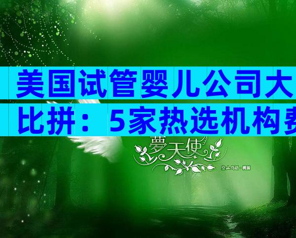 美国试管婴儿公司大比拼：5家热选机构费用、成功率全解析