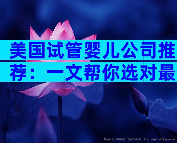 美国试管婴儿公司推荐：一文帮你选对最适合的服务商
