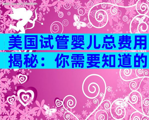 美国试管婴儿总费用揭秘：你需要知道的费用细节