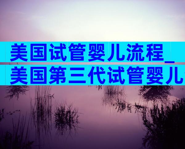 美国试管婴儿流程_美国第三代试管婴儿流程