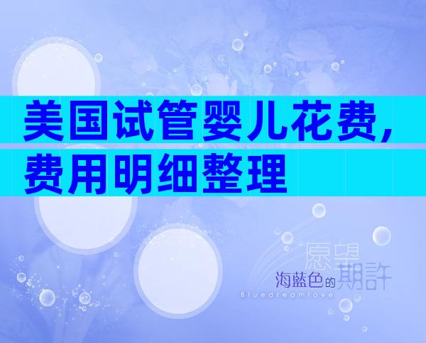美国试管婴儿花费,费用明细整理