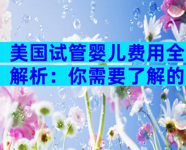 美国试管婴儿费用全解析：你需要了解的相关信息