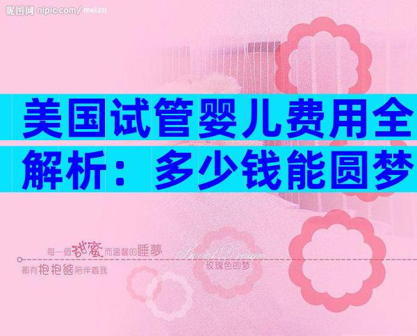 美国试管婴儿费用全解析：多少钱能圆梦？