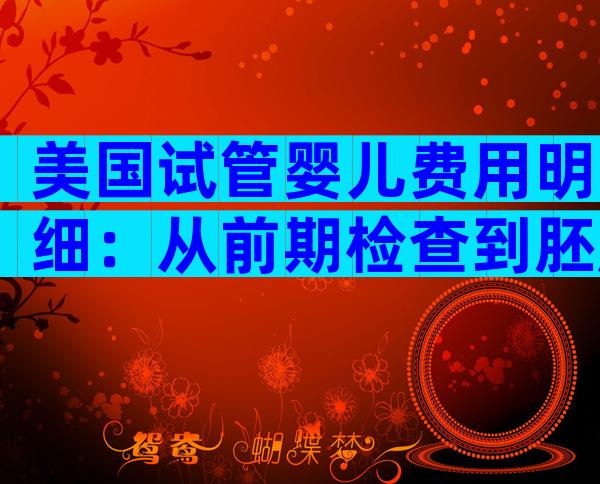 美国试管婴儿费用明细：从前期检查到胚胎移植的全流程预算