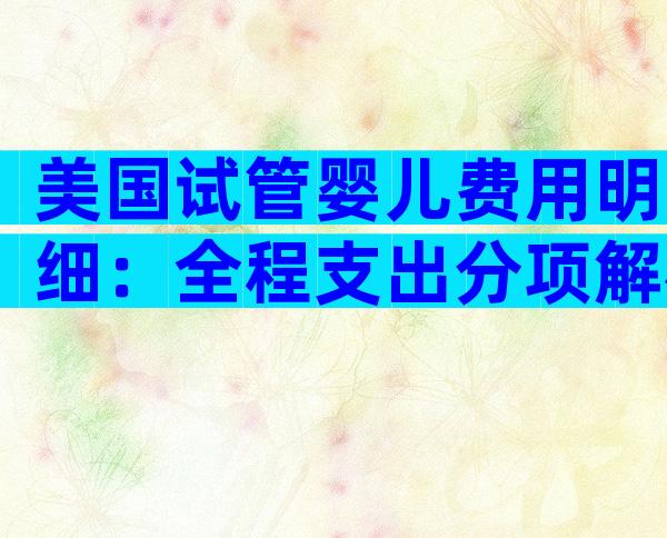 美国试管婴儿费用明细：全程支出分项解析