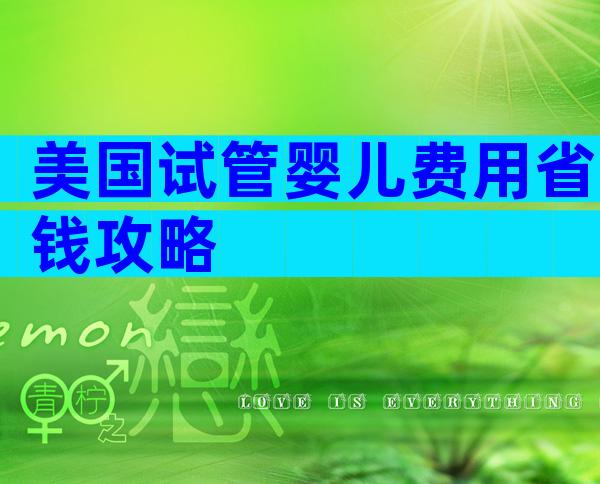 美国试管婴儿费用省钱攻略