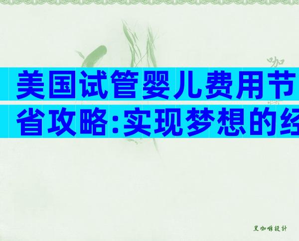 美国试管婴儿费用节省攻略:实现梦想的经济之道