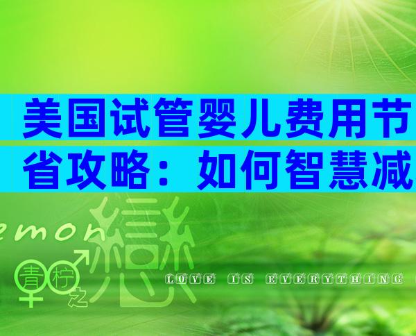 美国试管婴儿费用节省攻略：如何智慧减轻负担