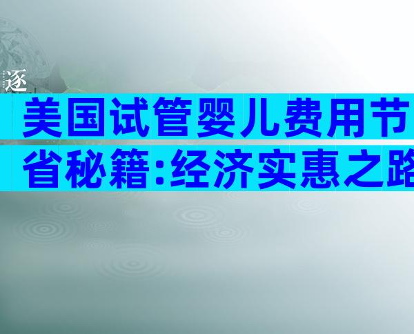 美国试管婴儿费用节省秘籍:经济实惠之路!