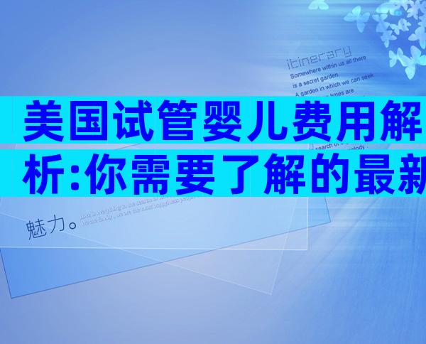 美国试管婴儿费用解析:你需要了解的最新信息