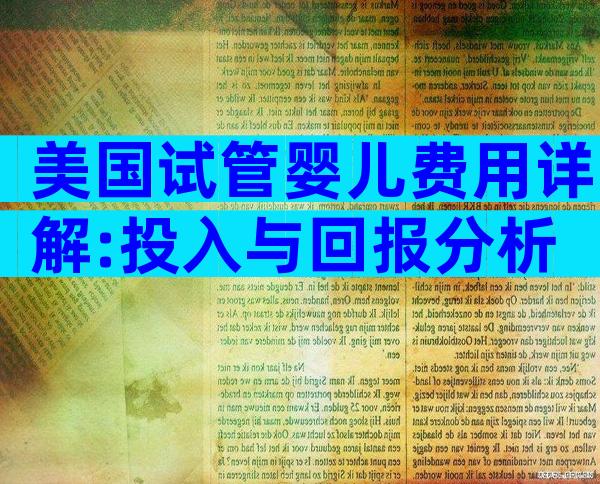 美国试管婴儿费用详解:投入与回报分析
