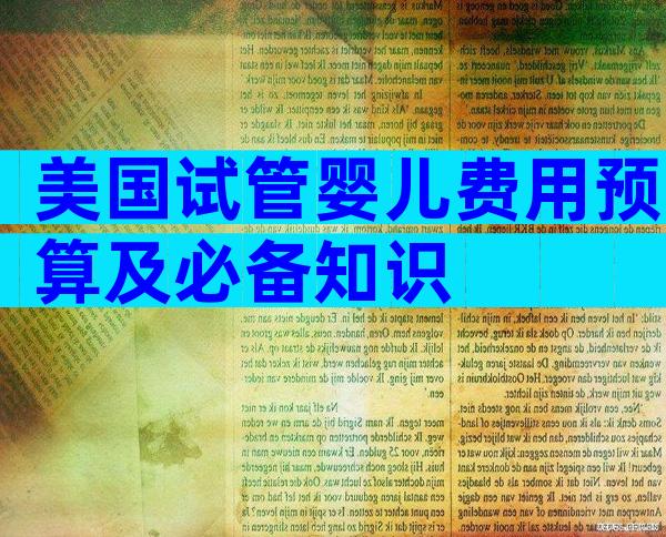 美国试管婴儿费用预算及必备知识