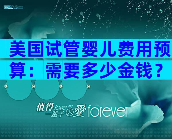 美国试管婴儿费用预算：需要多少金钱？