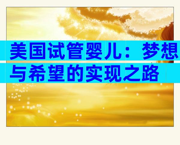 美国试管婴儿：梦想与希望的实现之路