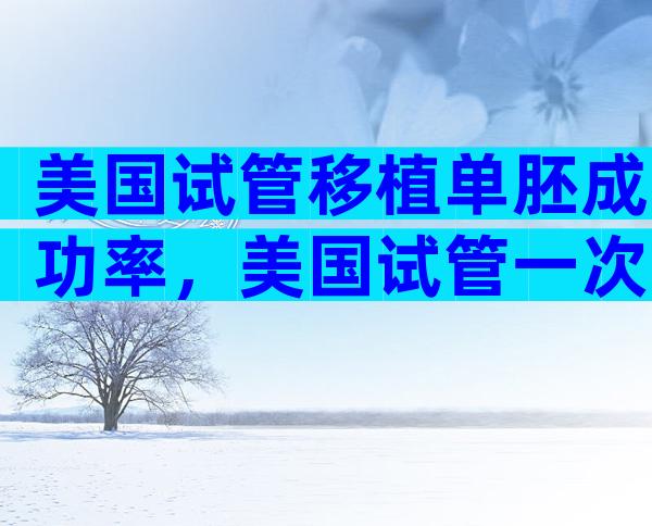 美国试管移植单胚成功率，美国试管一次需要多少钱？