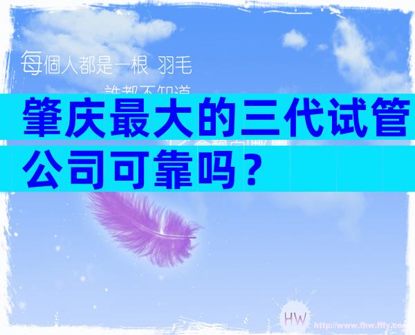 肇庆最大的三代试管公司可靠吗？
