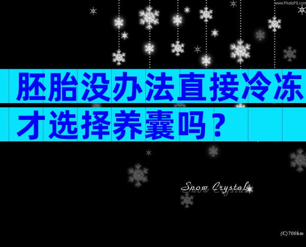 胚胎没办法直接冷冻才选择养囊吗？
