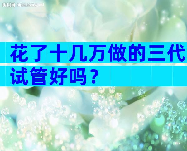 花了十几万做的三代试管好吗？