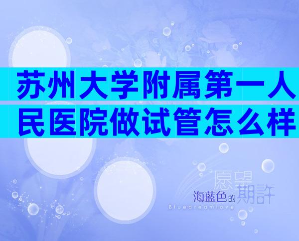 苏州大学附属第一人民医院做试管怎么样？有什么优势？